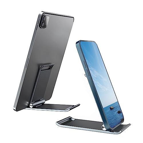 navfalcon Cell Phone Stand for Desk, Adjustable Angle Cell Phone Holder and Ipad Stand for Desk, Compatible with All Mobile Phones, Ipad (4-8"), Folding Phone Stand