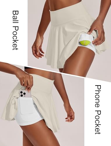 Image of PINSPARK Womens Tennis Skirt Pleated Athletic Skirts with Pockets Shorts High Waisted Golf Skort for Workout Pickleball