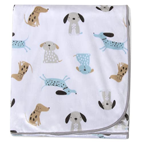 Image of Sherpa Fleece Baby Blankets for Boys and Girls - Colorful, Reversible Baby Blankets for Newborns, Infants, Toddlers, and Nursery (Puppy Grey)