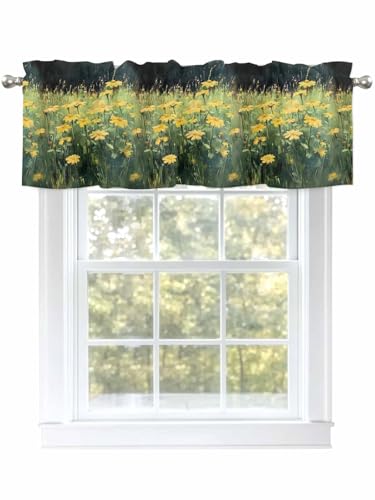 Dexnympq カフェカーテン 小窓用 近代主義 野の花 花 油絵 植物 草原 カーテン おしゃれ 遮像 UVカット 遮熱 目隠し透けにくい ロッドポケット式 洗える キッチン 浴室 トレイ 子供部屋 喫茶店 洗面所 店舗飾り 軽量 1枚入り ?丈30