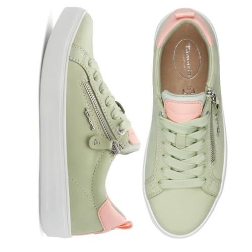 Tamaris Damen Wide Fit Damen Sneaker flach mit Reißverschluss Freizeit, grün (Mint), 37 EU – Ansicht 2