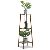 MoNiBloom Bamboo 3-Tier Tall Plant Stand Pot Vase Holder Flower Seasoning Display Shelf Rack Small S