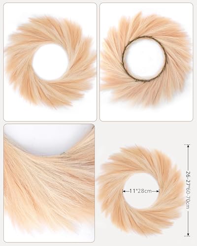Willtok 26 Inch Artificial Pampas Grass Wreath For Front Door thumb #6