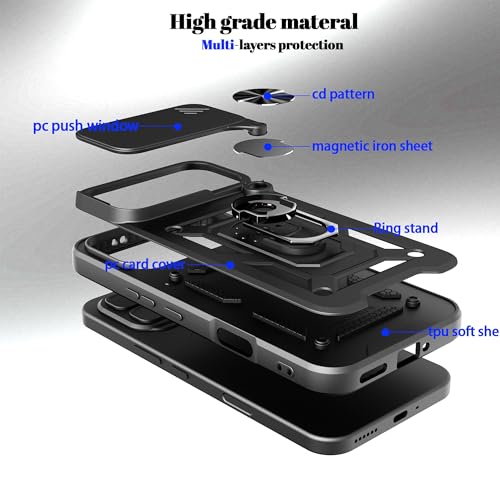 Image of Tough Armor Bumper Back Cover Case for Vivo X300 FE 5G | Sliding Camera Cover, Kickstand & Ring Holder 360 Degree Protection Back Cover Case for Vivo X300 FE 5G - Black