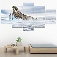 SIGNWIN 5 Panel Canvas Wall Art Snow Mountain for Home Decorations Ready to Hang - 60