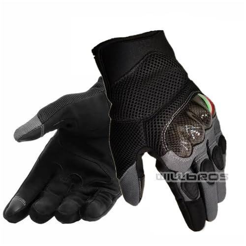 AEPRO - guantes luvas Leather Gloves Street Moto Riding MotoCROSSs Motorcycle Motorbike Black Fluo Gloves Mens
