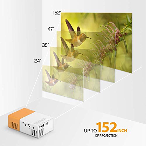 Image of YOTON UC 500 Projector, 400LM Portable Mini Home Theater LED Projector with Remote Controller, Support HDMI, AV, SD, USB Interfaces (Yellow) 3500 lm LED Corded Projector UC-500 A02