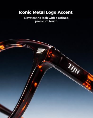 Image of TIJN Premium Blue Light Blocking Glasses for Women Men Computer Gaming Use | Square TR90 Frame Nerd Eyeglasses Anti Blue Ray with Red, Orange, Clear Lens for Computer, Phone, TV and Evening Screen Use
