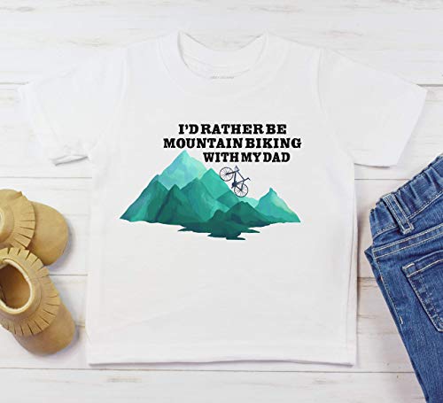 I'd Rather Be Mountain Biking With My Dad | Custom Personalized Baby Mountain Bodysuit or T-Shirt3