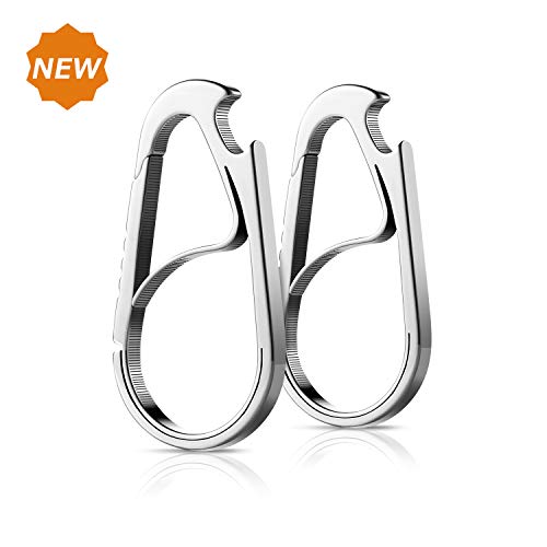 Hikenture Carabiner Key Chain - Anti-Lost Quick Release Caribeaner - Stainless Steel Outdoor