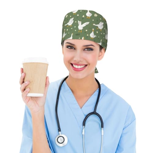 Image of Adjustable Working Cap Breathable Unisex Women Men Elastic Bandage Tie Back Hats Scrub Nursing Doctor Surgeon Cap