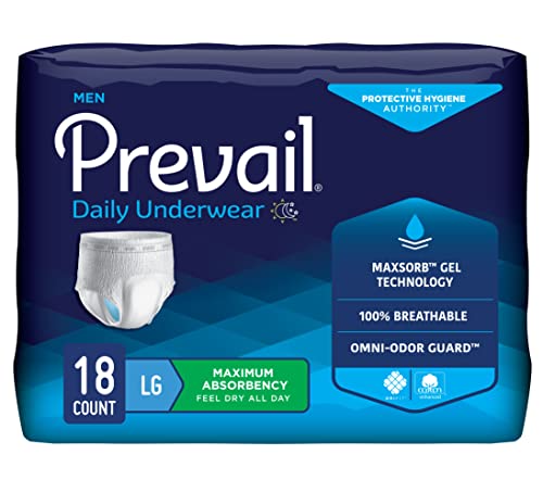 Prevail Incontinence Protective Underwear for Men, Maximum Absorbency, Large, 18 Count