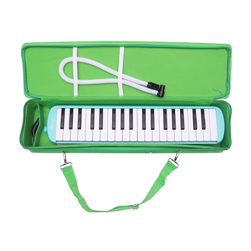 Image of Juarez 37 Key Melodica JMLD37GR Musical Instrument Soprano Air Piano Keyboard Pianica with Carrying Bag, 1 Soft Long Tube, 1 Mouthpiece, Wipe Cloth, Green