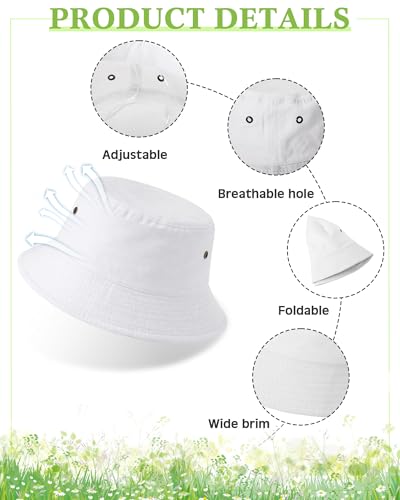 Image of Sureio Washed Cotton Bucket Hats Bulk for Women Men Wide Brim Summer Cap Unisex Beach Fishing Hat for Adult Outdoor, Plain