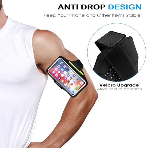 Dalephoric Sportarmband Handy Universal, Handytasche Joggen Mit Kopfhörer Tasche, Handyhalterung Joggen Arm, Laufarmband, für Handys bis 6,8 Zoll, Schweißfest, für Laufen, Workout (Schwarz)