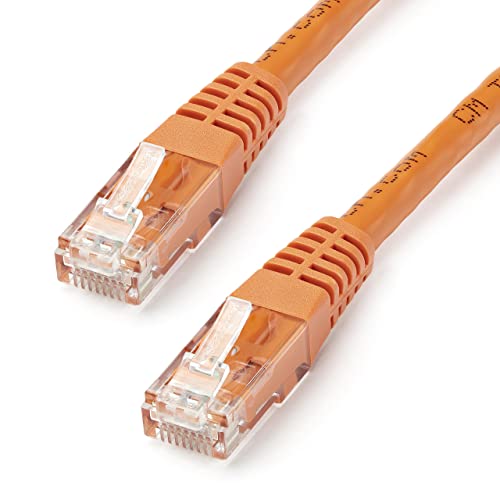 Image of StarTech 6ft CAT6 Ethernet Cable - Orange CAT 6 Gigabit Ethernet Wire -250Mhz 100W PoE RJ45 UTP Molded Network Patch Cord with Strain Relief (C6PATCH6OR)