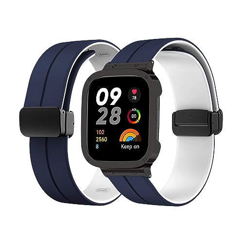 Silikon Armband für Redmi Watch 3 Active Magnetisch Armband Ersatzarmband Sport Silikon Weiches Armbänder mit Herren Damen Sportarmband mit Redmi Watch 3 Active Ersatzband (16,m)