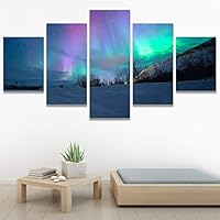 SIGNWIN 5 Panel Canvas Wall Art Astronomy & Space Contemporary Cosmic Dramatic Green Group Photography Realism Ultra for Home Decorations Ready to Hang - 60