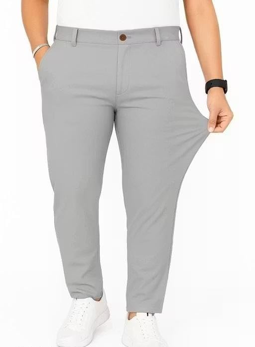Image of Men's Blend Designer Formal Trousers - Trending Smart Fit Office Pants | Elastic Waistband