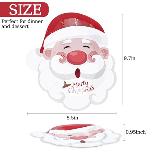 50pcs Christmas Paper Plates, 9.7inch Disposable Xmas Santa Party Plates for Dinner Dessert Cake Cookies Appetizer Salad Merry Christmas Dinnerware for Xmas Holiday Party Supplies Decorations – Image 3