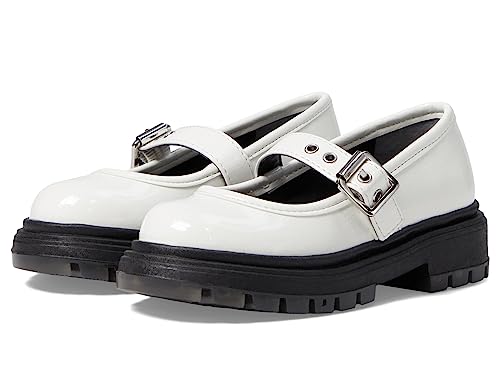 NINA Girl's Kathy (Toddler/Little Kid/Big Kid) White Crinkle Patent 2 Little Kid M