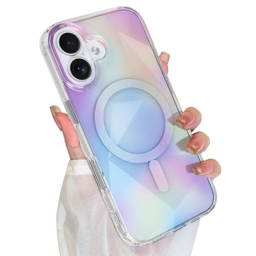 Coque transparente iPhone 17 magnétique violette anti-rayure pour femmes