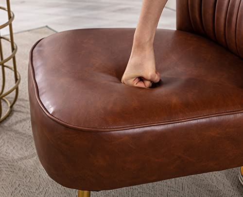 Sillón Plegable Cuero Marrón miniatura 5