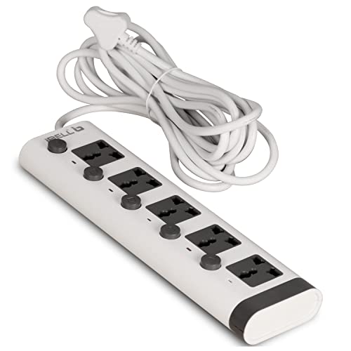 iBELL 3MPLUS Extension Cord/Board with 3 Meter Cord Length, 5 Way Multi Socket Spike Guard, Individual Switch, LED Indicator, Power 2500W, 10A