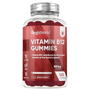 Vitamin B12 Gummies – 120 Gummies – 4 Months Supply – 1000mcg – 1 per Day – Vegan & Gluten-Free – Tasty, Natural Pomegranate Flavour – Bioavailable Methylcobalamin Form – B12 Vitamin Supplement