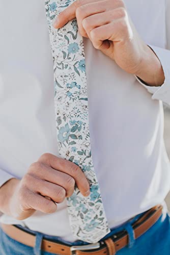 Image of DAZI Men's Skinny Tie Floral Print Cotton Necktie, Great for Weddings, Groom, Groomsmen, Missions, Dances, Gifts.