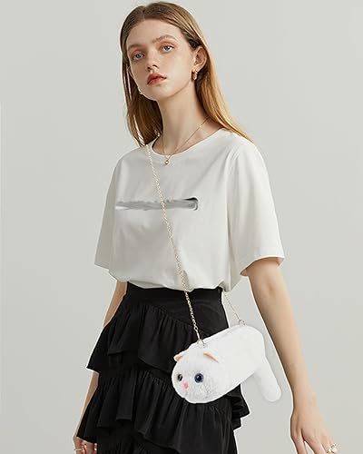 Image of Minache Women Mini Cat Plush Crossbody Bag Shoulder Bag Stationery Pouch Ladies Cosmetic Bag