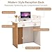 HEOTJUUQ Modern Reception Desk with Curved Privacy Panel & LED Light Strip, Lockable Drawers, 6 Color Options Front Counter Desk, Retail Checkout Counter for Salon, Office, Boutique(Black)