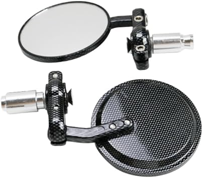 3" Convex Round 7/8" 22mm Handlebar Rearview Side Bar End Mirror Cafe Racer Bobber Rat Bike Old School Retro Carbonfiber Looking