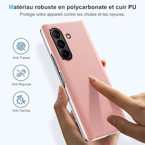 Coque Samsung Z Fold 7 rigide PC et cuir PU avec clapet miroir - 6