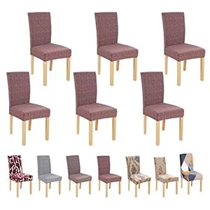 Set van 6 stretch eetkamerstoelhoezen, universele elastische stoelhoezenset, zachte, afneembare, wasbare stoelhoezen…