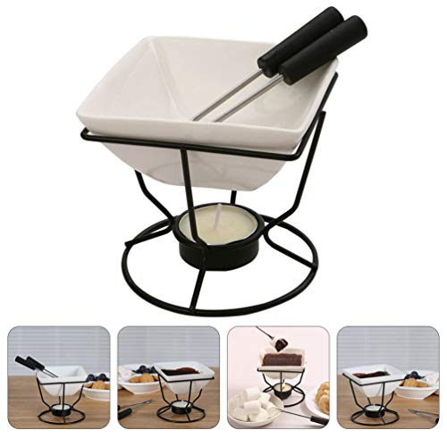 YARNOW 1 Set of Ceramic Butter Warmer Fondue Pot with Tealight Candle Chocolate Melt Pot Butter Cheese Melt Hot Pot for Cheese Chocolate - Thumbnail 7