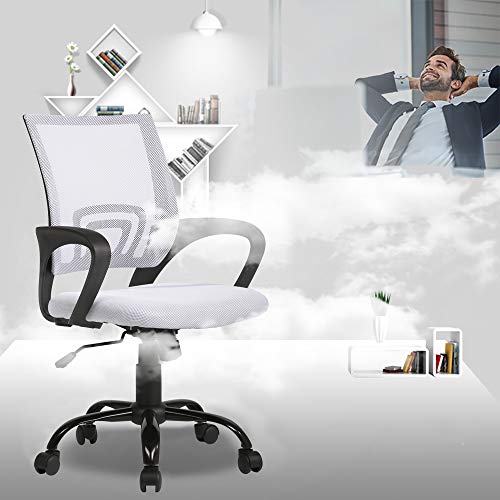 Ergonomic Office Chair Mesh Cheap Desk Chair Task Computer Chair Lumbar Support Modern Executive Adjustable Rolling Swivel Chair For Back Pain, White #TOP1