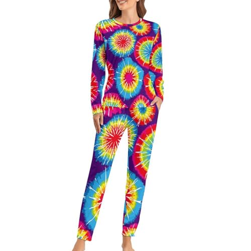 Pyjama femme tie dye coloré stretch contre le froid nocturne en hiver