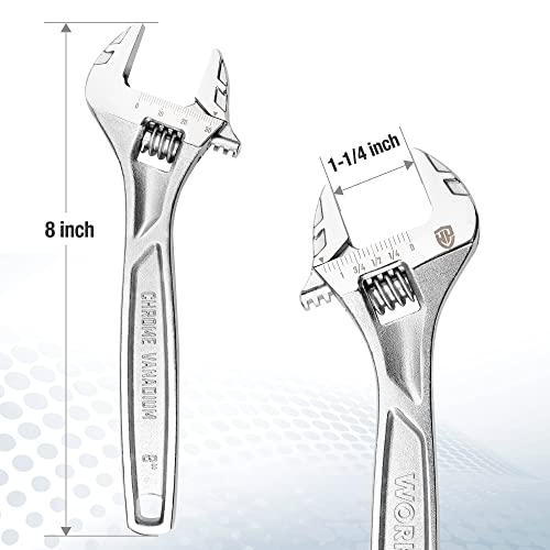 Workpro Adjustable Wrench, 8-Inch Heavy Duty Spanner With Inch/Metric Scale thumb #3