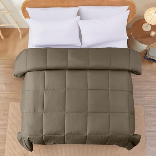 Image of Modern Threads Down Alternative Reversible Comforter Taupe /Champagne Queen