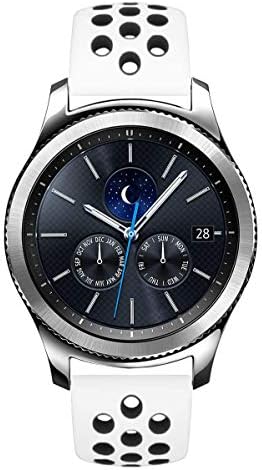 SupersparcleUS Compatible with Samsung Galaxy Watch 46mm Bands,Gear S4 Bands,Gear S3 Frontier/Classic Bands, 22mm Silicone Breathable Replacement Strap for Galaxy Watch 46mm Men Women (White-Black)