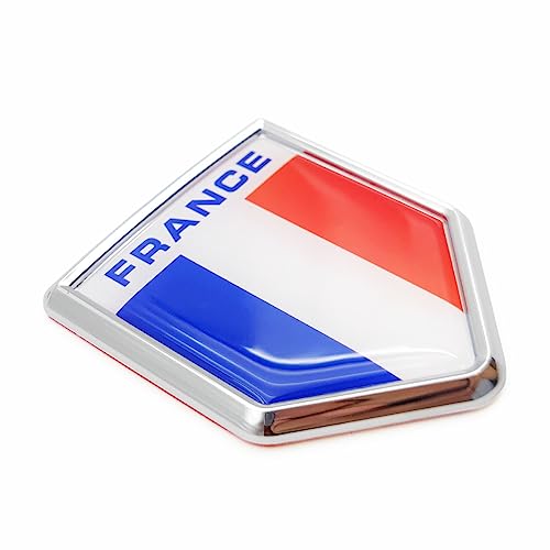 Emblema de bandera Overdecor de Francia con relieve cromado y adhesivo para coche