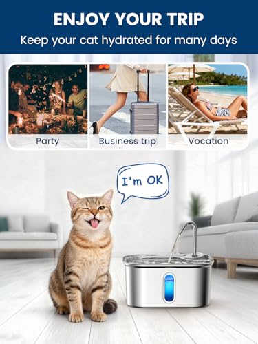 Petlipo Stainless-Steel Cat Water Fountain 85oz with 6-Layer Filtration — view 9