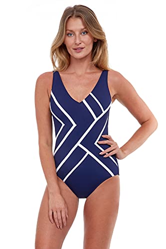 Gottex Mirage Women Black V Neck One Piece Swimsuit Essential with Soft Cups, Tummy Control, and Back Lining Classic Coverage