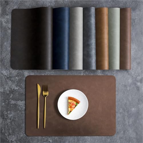 Sets de table en similicuir marron imperméables et isolants