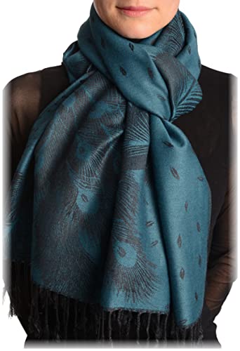 Écharpe paon bleu de Prusse pashmina feel 70x180cm LissKiss pour femme