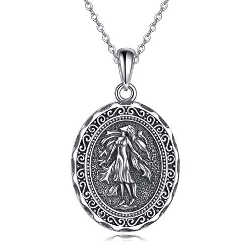 AXELUNA Greek Goddess Necklace Sterling Silver Gaia Earth Goddess Pendant Necklace Mythology Jewelry for Women Gifts