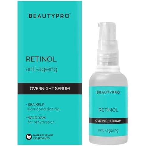 BEAUTYPRO RETINOL 1Anti-Aging Overnight Face Serum 30ml | 100% Plant Based Skincare Serum | Anti-Aging, Targets Blemishes, & Reduces Inflammation | Seaweed Kelp Complex & Organic Pine Oil Cover