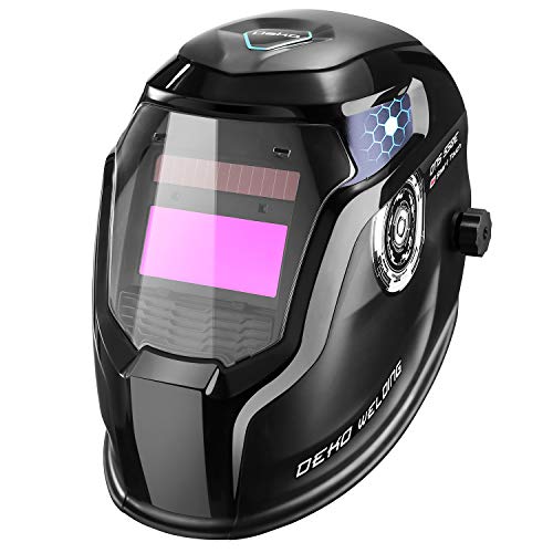 DEKOPRO Welding Helmet - Solar Power Auto Darkening Welding Helmet - Adjustable Shade Range 4 9-13 for Mig Tig Arc - Welder Mask (Black)