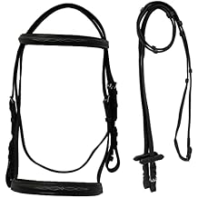 Fancy Stitch Leather Bridle with Web Reins Padded Noseband & Browband Warmblood XL, Horse, Cob, Pony Brown with Color Padding Options Pink/Teal/White